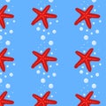 Marine vector pattern with red starfish Royalty Free Stock Photo